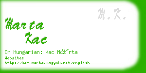 marta kac business card